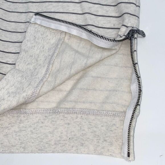 Howe No 65 Striped Crew Sweatshirt Cotton Side Zip‎ Cream Grey M Unisex - Picture 8 of 16
